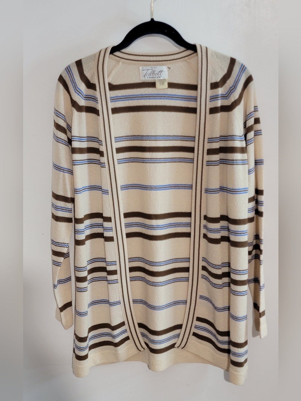 Vintage 70's Cream Striped Open Cardigan Sweater